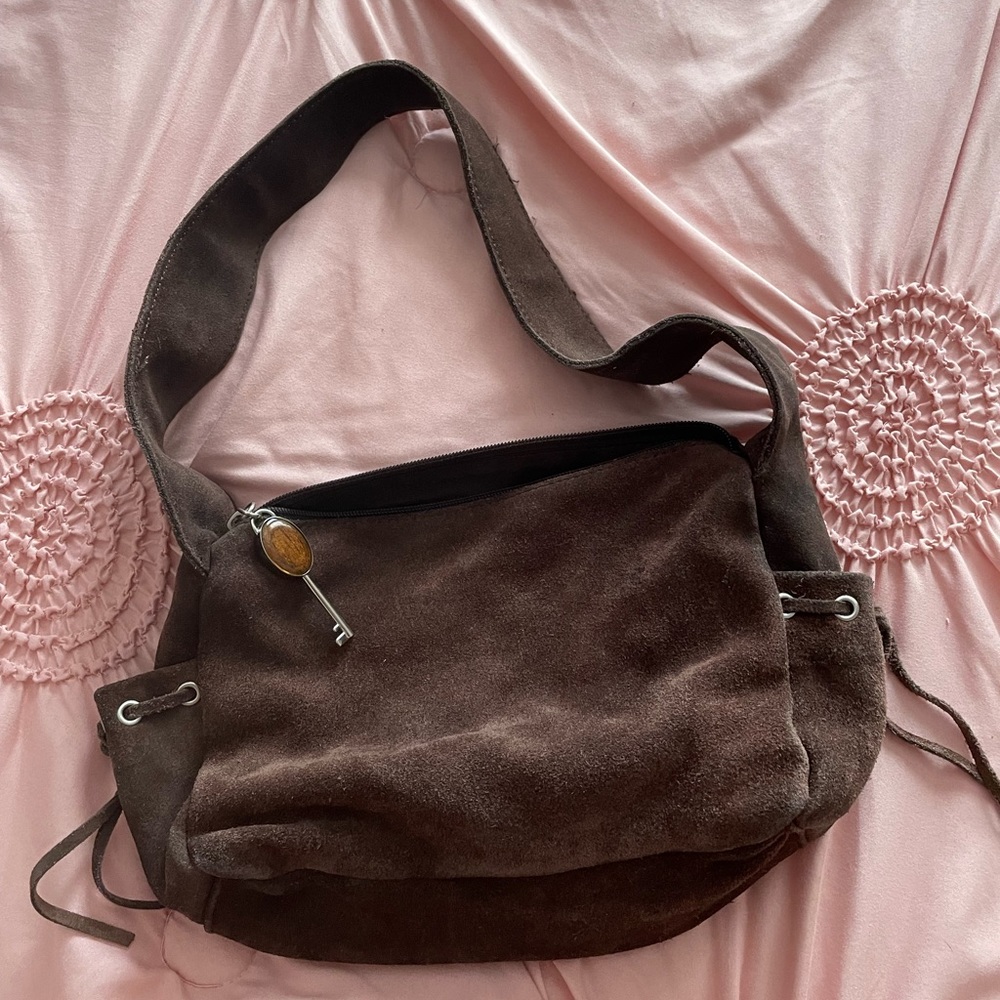 Fossil Brown Suede Handbag